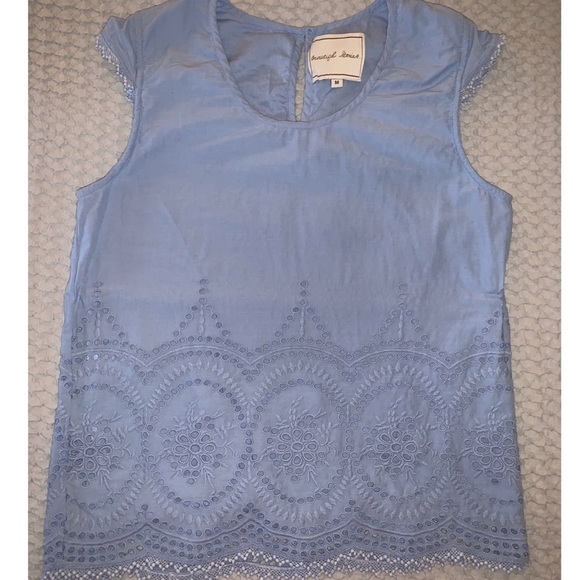 Light Blue Beautiful Stories Embroidered Top - Picture 1 of 4